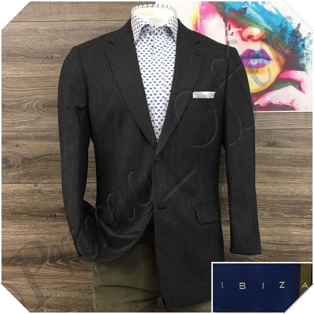 IBIZA Mens Blazer Sport‎ Coat Casual Jacket Size 42R Two Button Cotton Suit